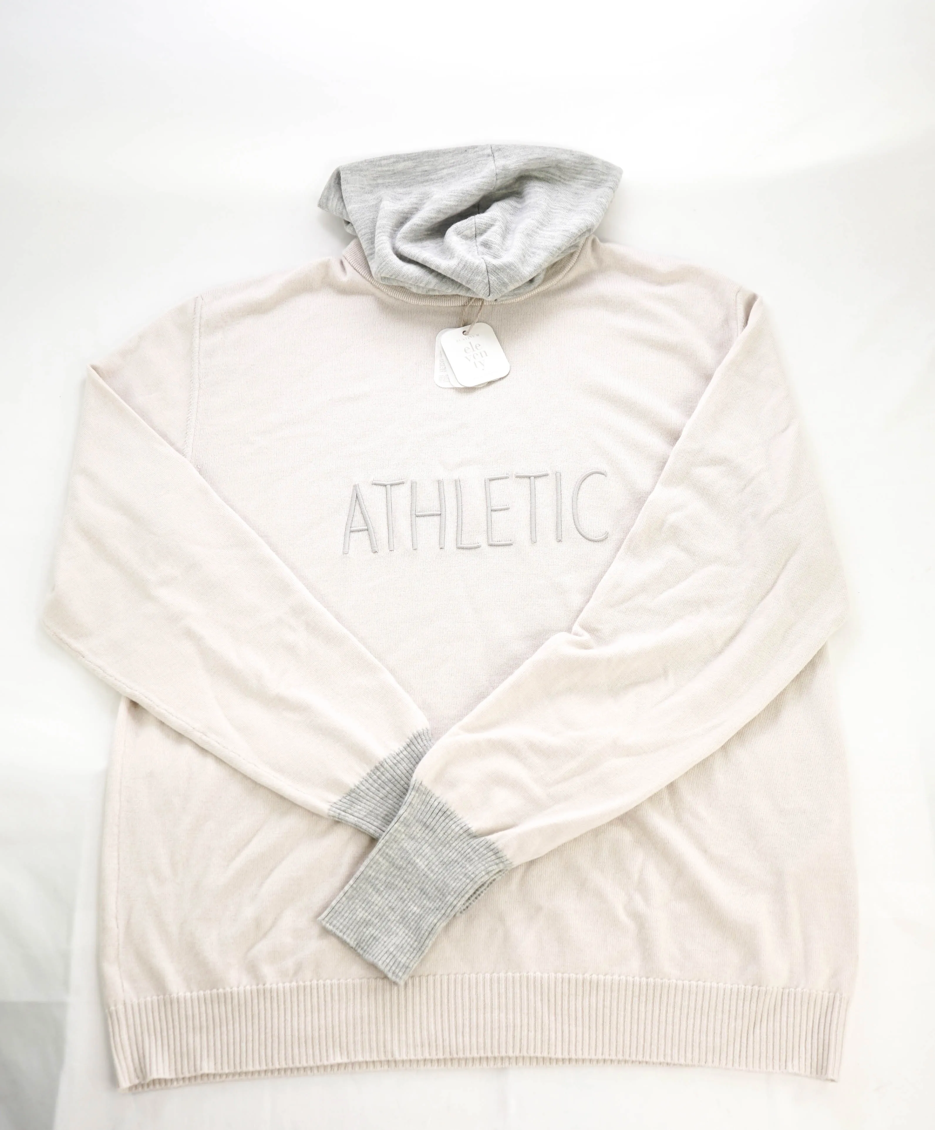 $1,495 ELEVENTY - "ATHLEISURE" Neutral/Gray Hoodie Sweater - M