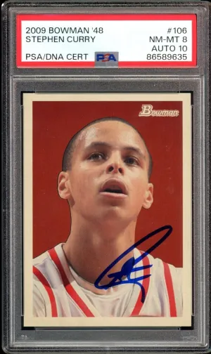 2009 Bowman '48 #106 Stephen Curry #/2009 RC Rookie  PSA 8/10 Auto Warriors