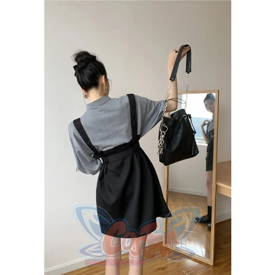 2021 Retro Vintage Women Gothic Girls Punk Mini Dress High Waist  Suspender Skirt J30088
