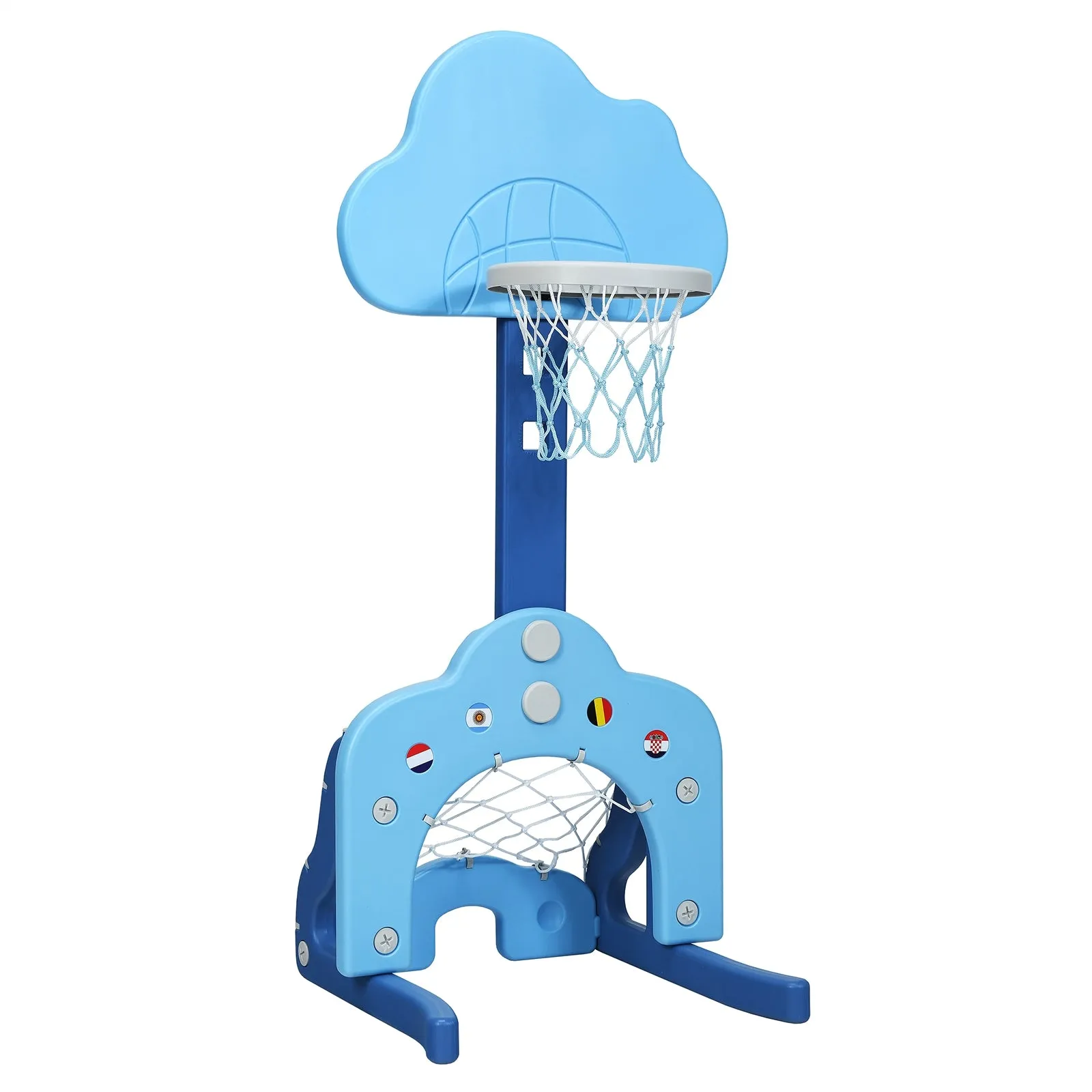 3 in 1 Kids Basketball Hoop Set with Balls-Blue