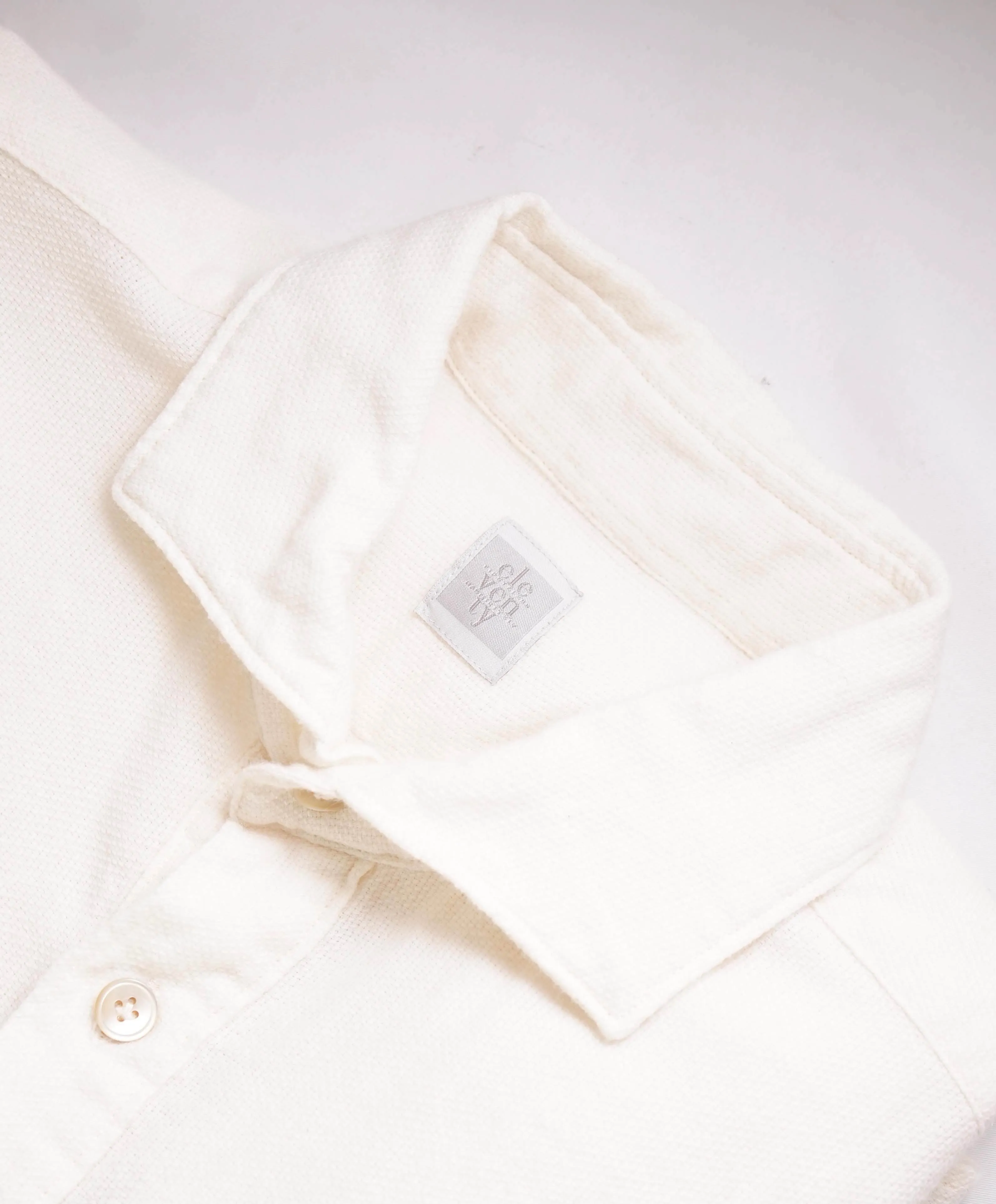 $345 ELEVENTY - Ecru WOOL/Cotton *POPOVER* Button Dress Shirt - M (40)