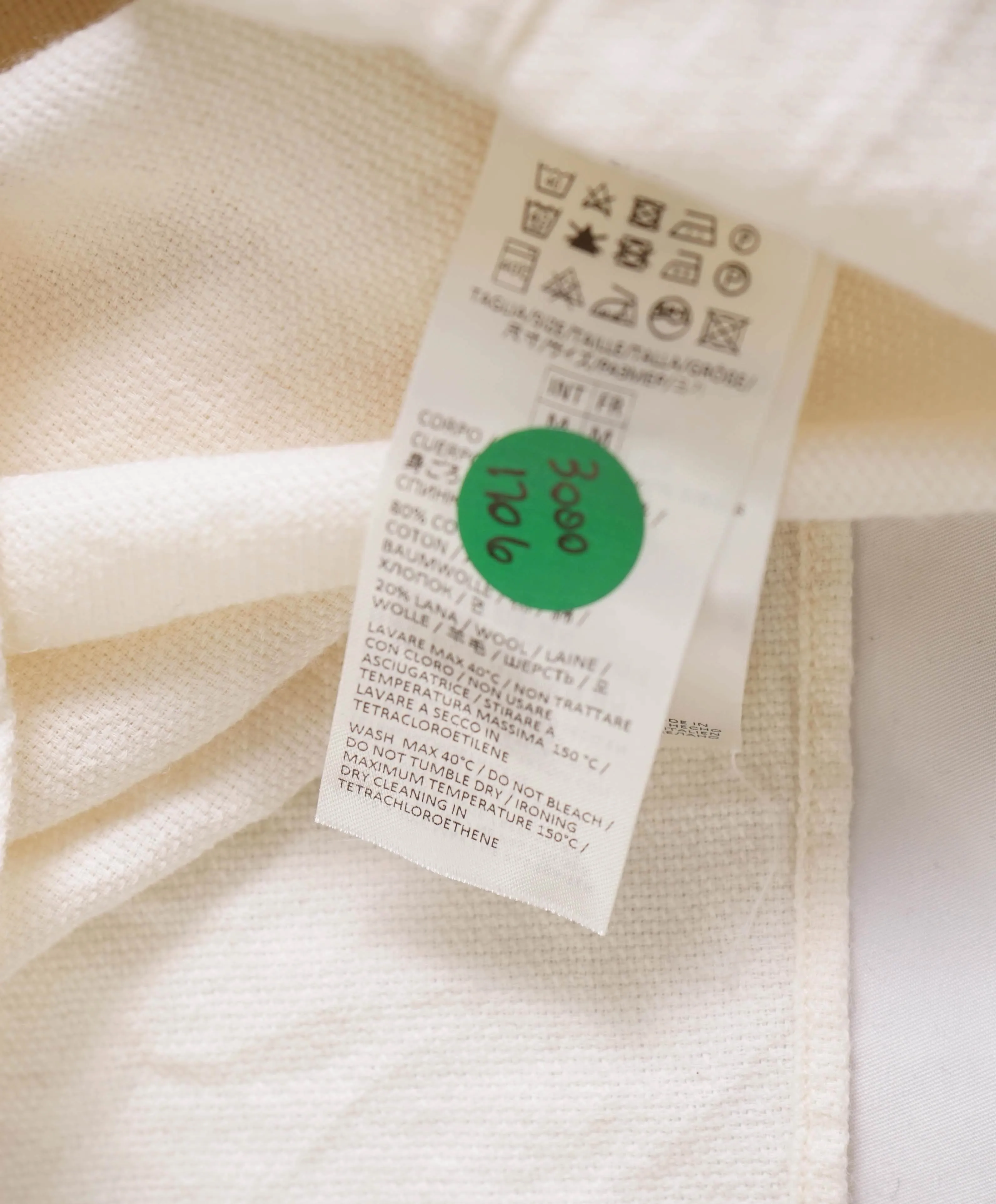 $345 ELEVENTY - Ecru WOOL/Cotton *POPOVER* Button Dress Shirt - M (40)