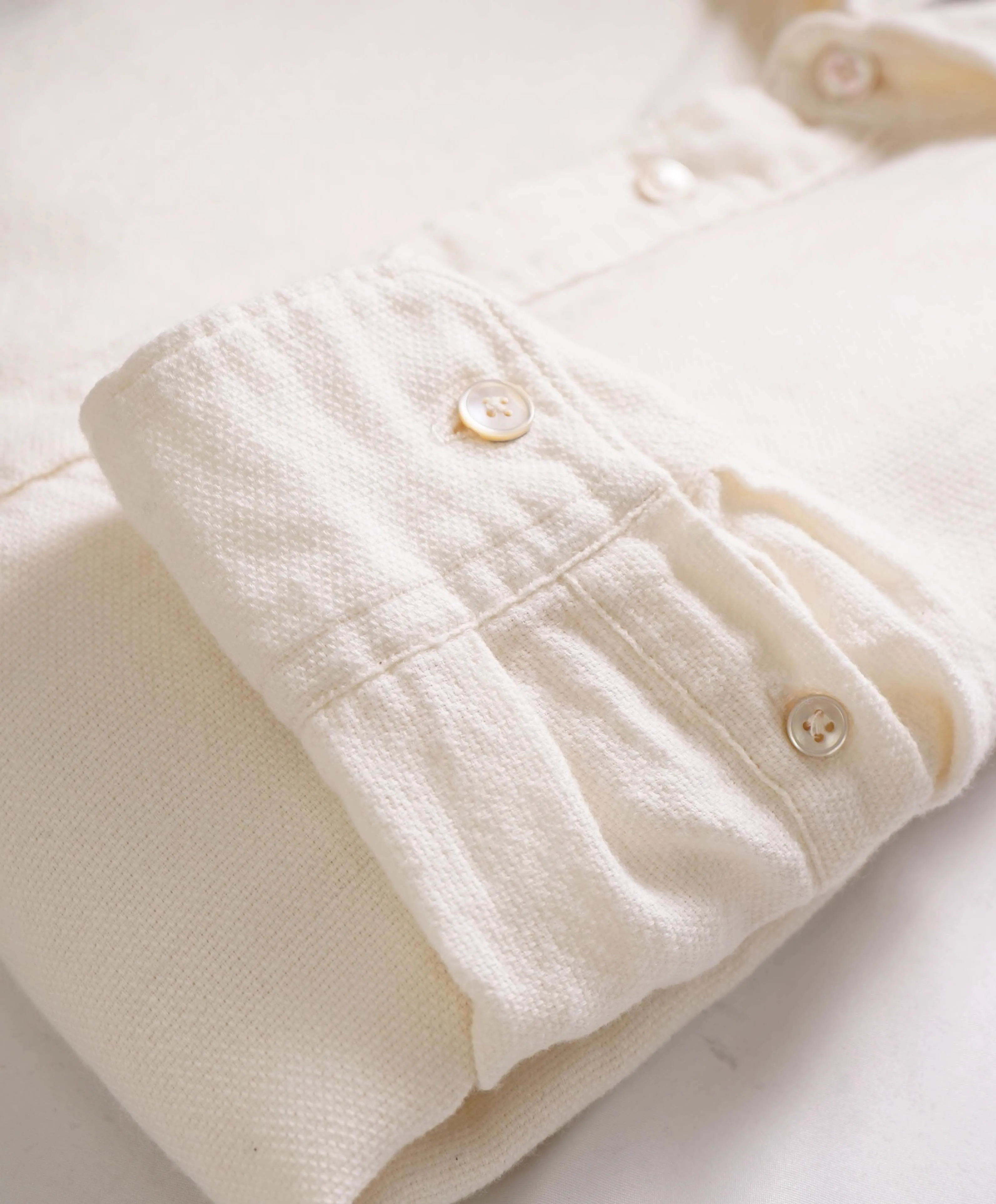 $345 ELEVENTY - Ecru WOOL/Cotton *POPOVER* Button Dress Shirt - M (40)