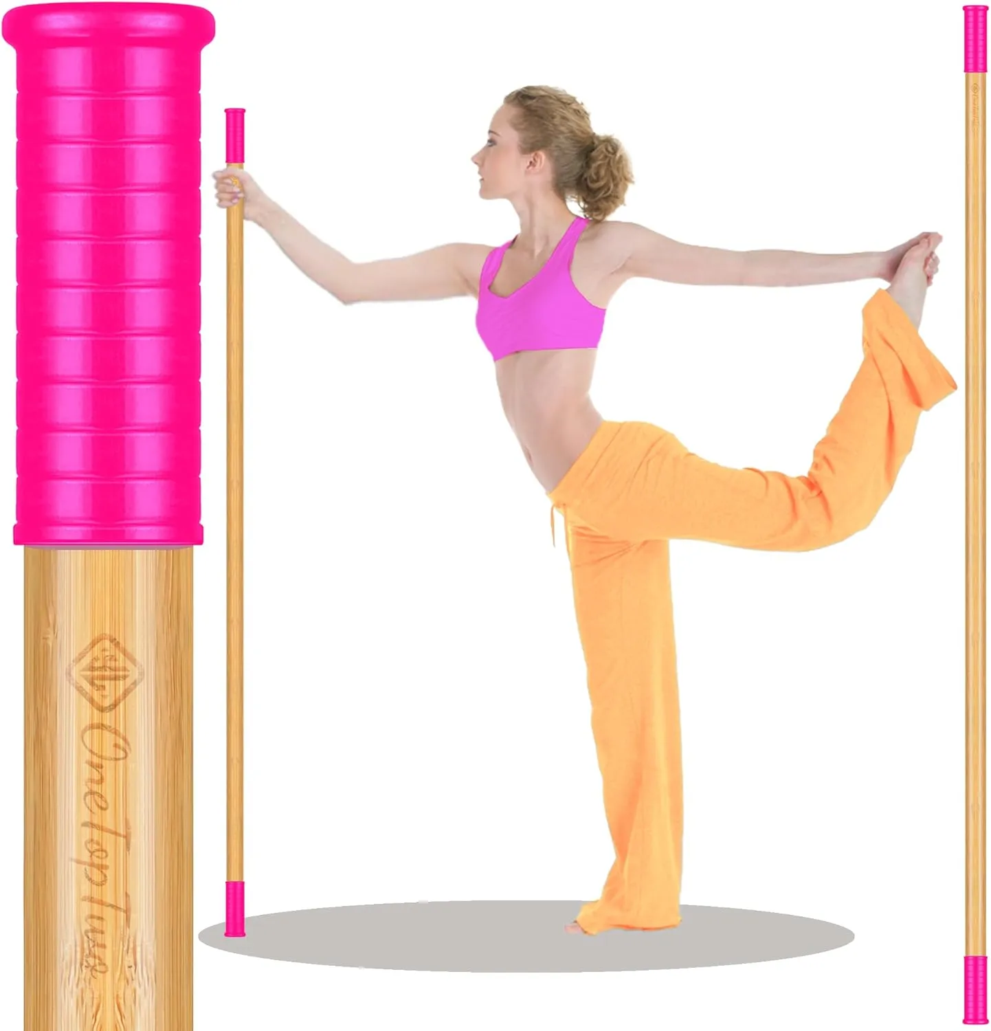 5ft Yoga Stick from Natural Bamboo with Non-Slip Handle-Stretching Stick for Mobility