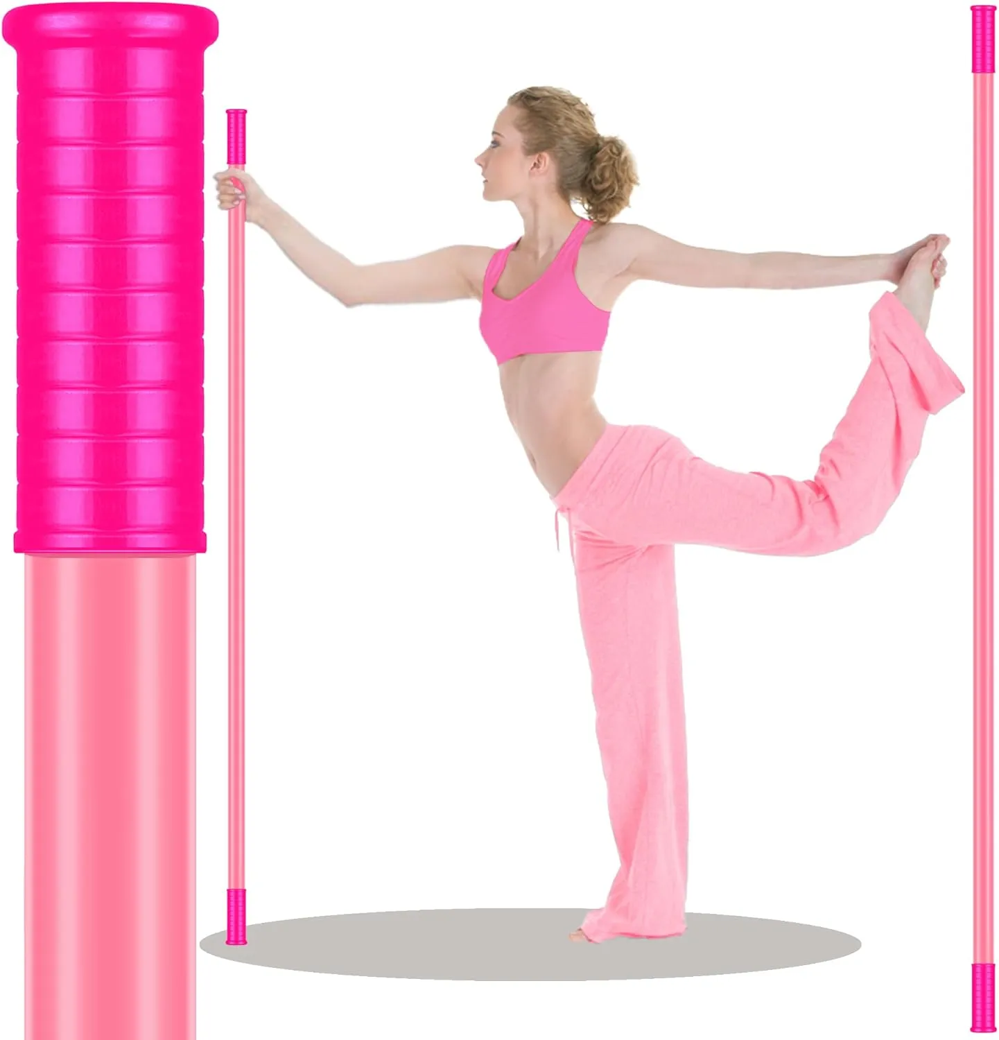 5ft Yoga Stick from Natural Bamboo with Non-Slip Handle-Stretching Stick for Mobility