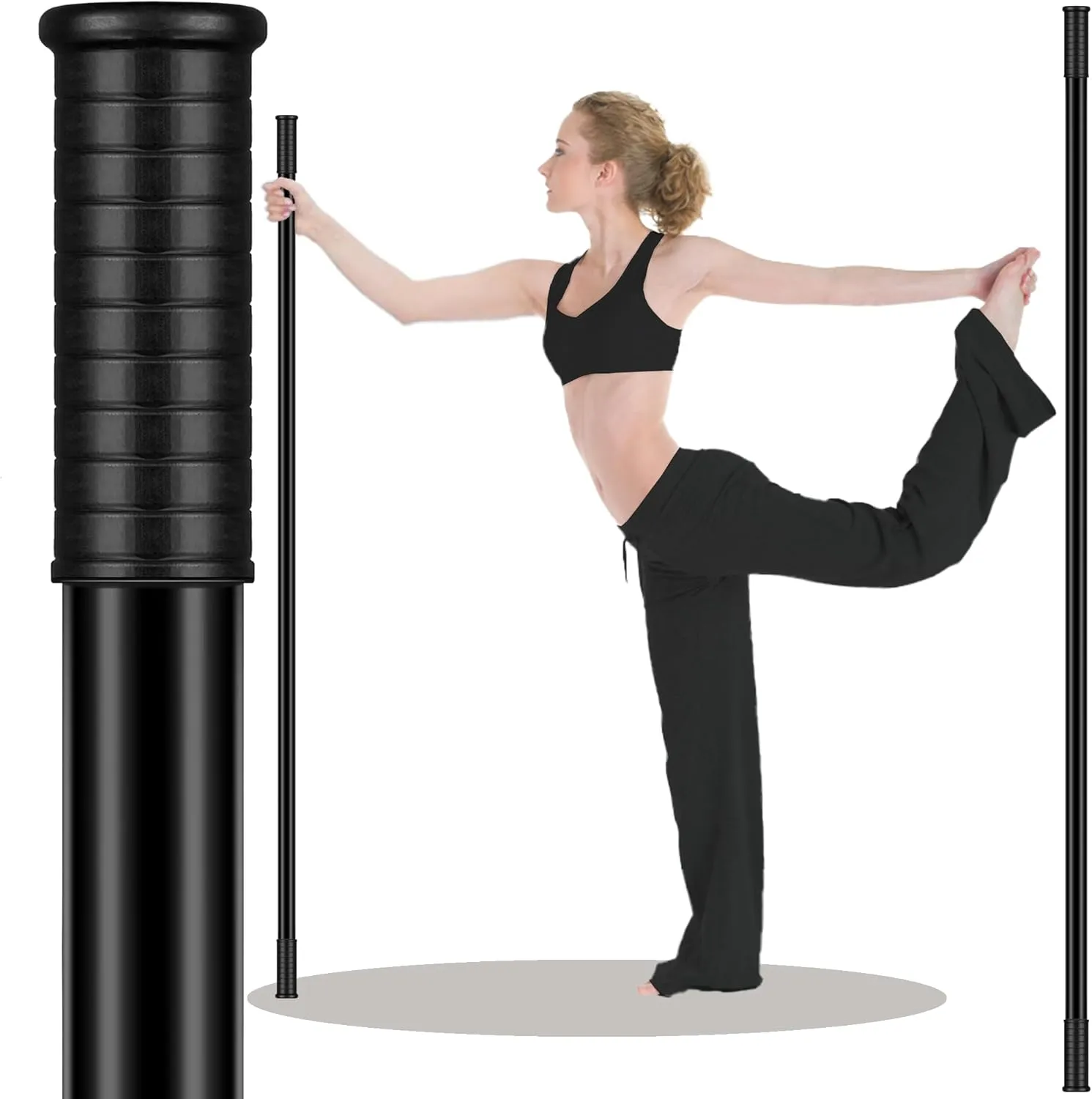 5ft Yoga Stick from Natural Bamboo with Non-Slip Handle-Stretching Stick for Mobility