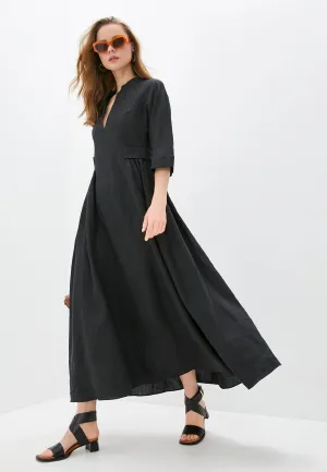 $895 ELEVENTY - Pure LINEN Black Caftan Dress - 8 / 46