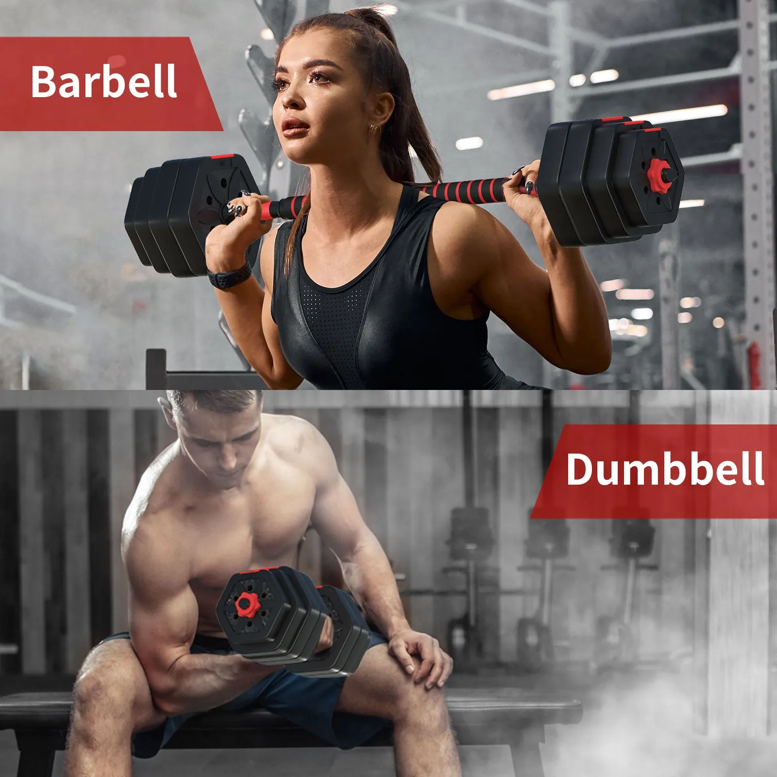 Adjustable Dumbbell Weight Set, Gym Workout with Connecting Rod