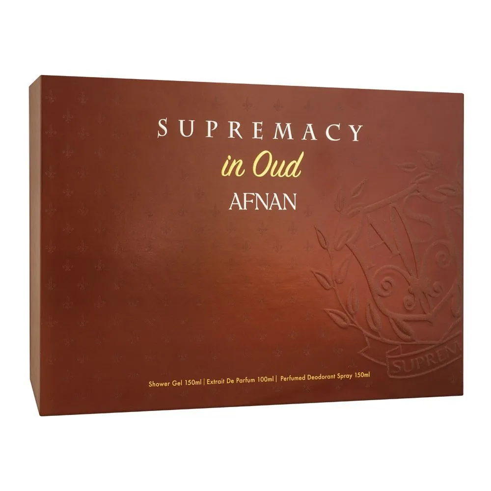 Afnan Supremacy In Oud Gift Set, For Men & Women, Eau de Parfum 100ml   Shower Gel 150ml   Deodorant Spray 150ml | United Arab Emirates | Fragrance For Men & Women