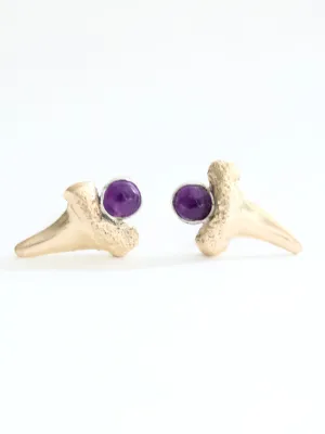 Amethyst Shark Tooth Stud Earrings