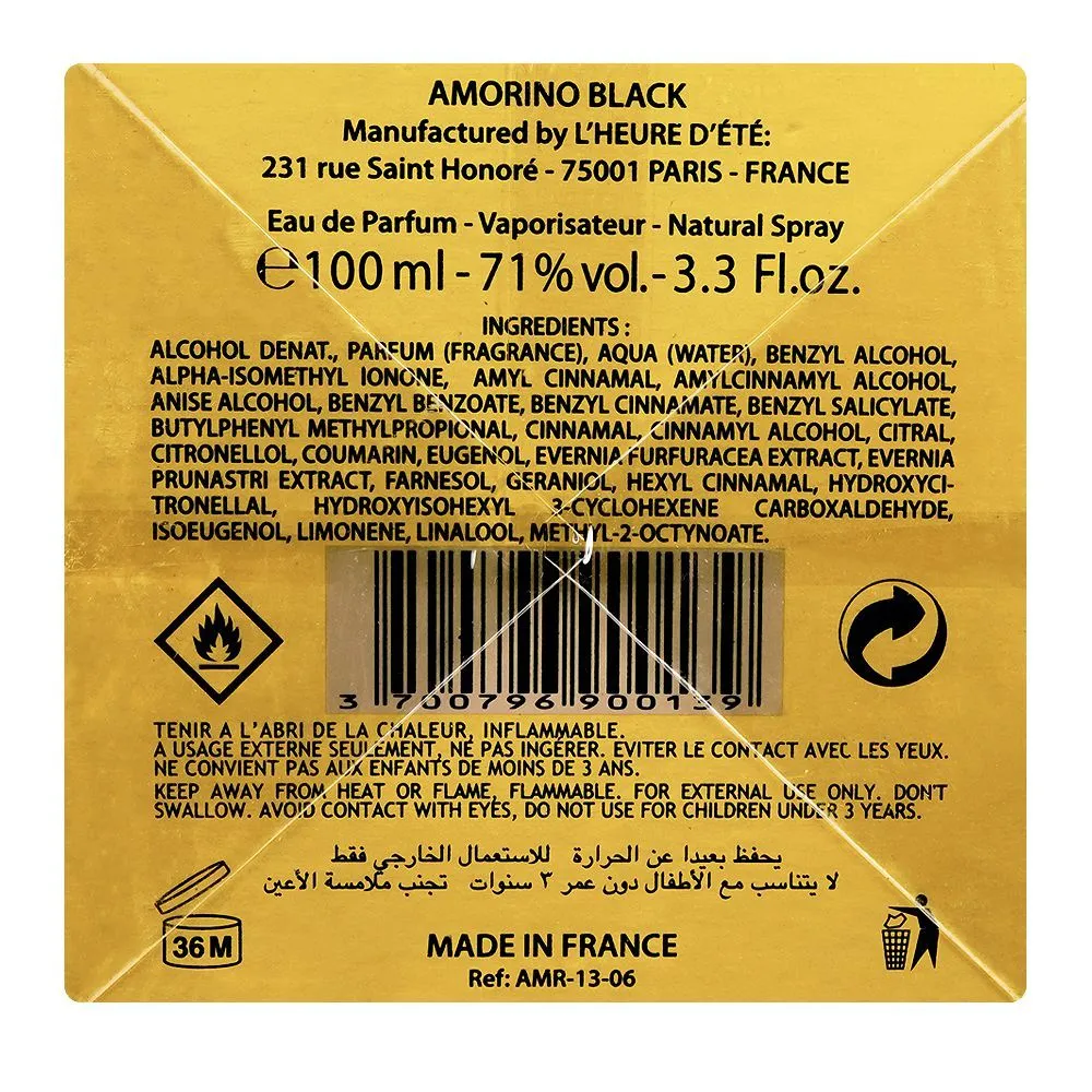 Amorino Black Secret, Eau de Parfum, 100ml | France | Fragrance For Men & Women