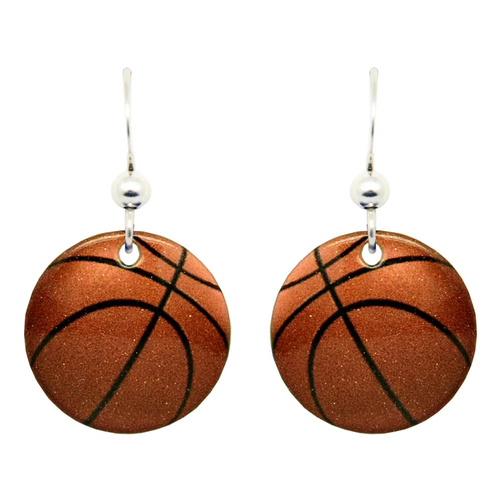 Basketball Earrings, Sterling Silver Earwires, Item# 1193