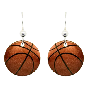 Basketball Earrings, Sterling Silver Earwires, Item# 1193