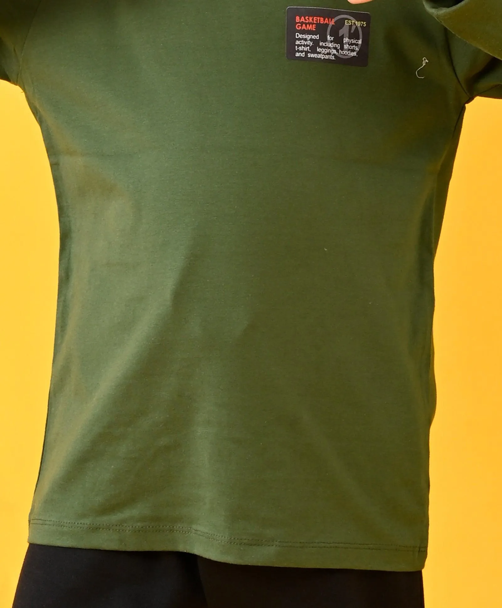 BASKETBALL OLIVE LONG SLEEVES BOYS TSHIRT AND BLACK WARM JOGGER SET - GREEN/BLACK