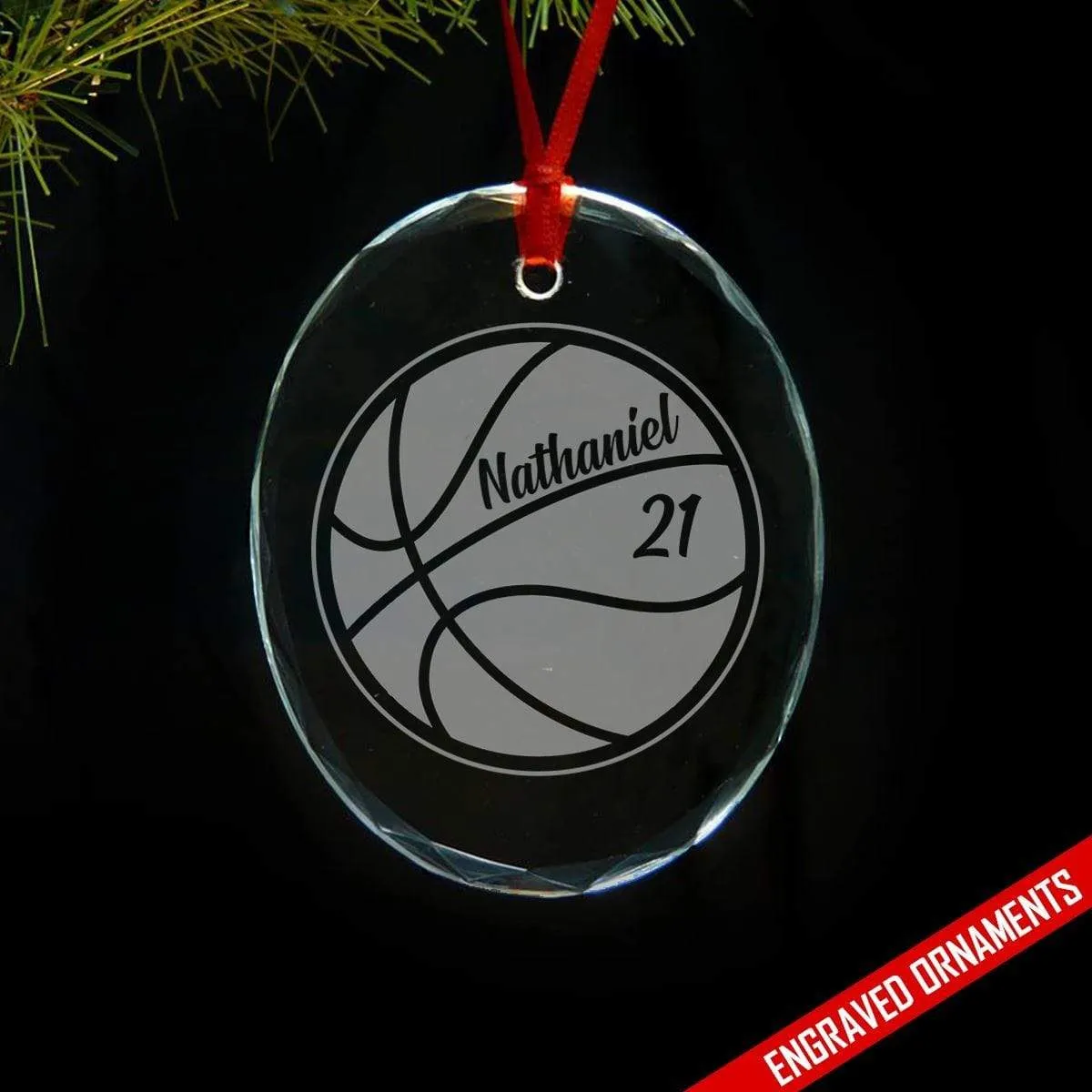 Basketball Personalized Etched Glass Ornament