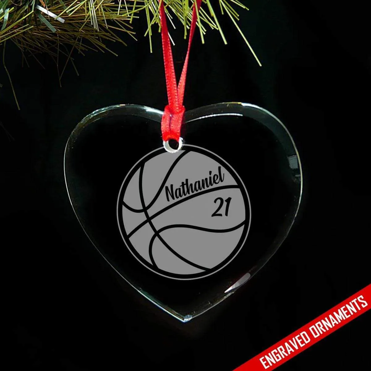 Basketball Personalized Etched Glass Ornament