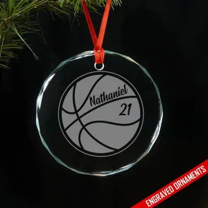 Basketball Personalized Etched Glass Ornament