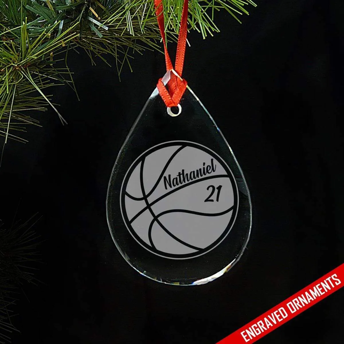 Basketball Personalized Etched Glass Ornament
