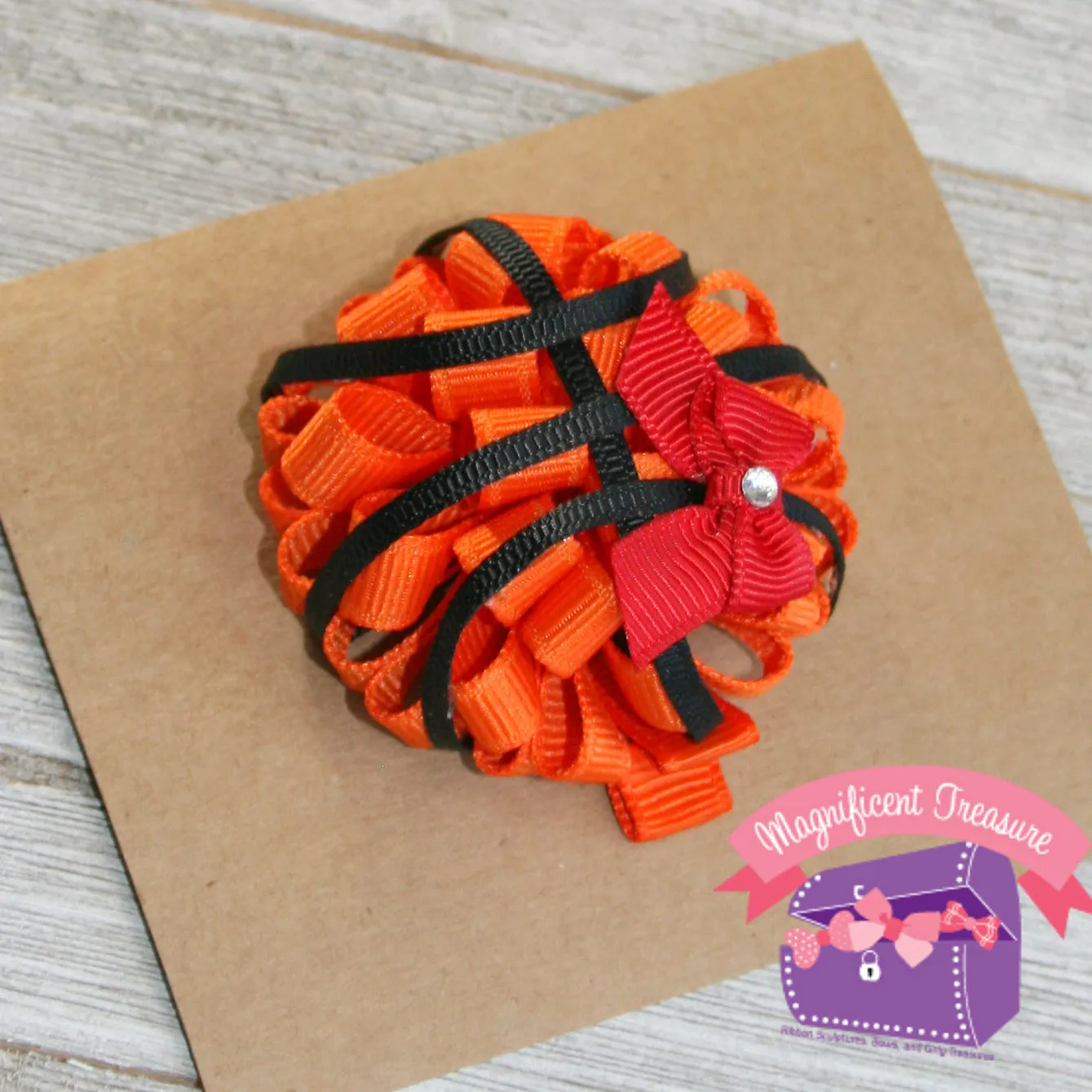 Basketball Puff Hair Bow - Your Team Color