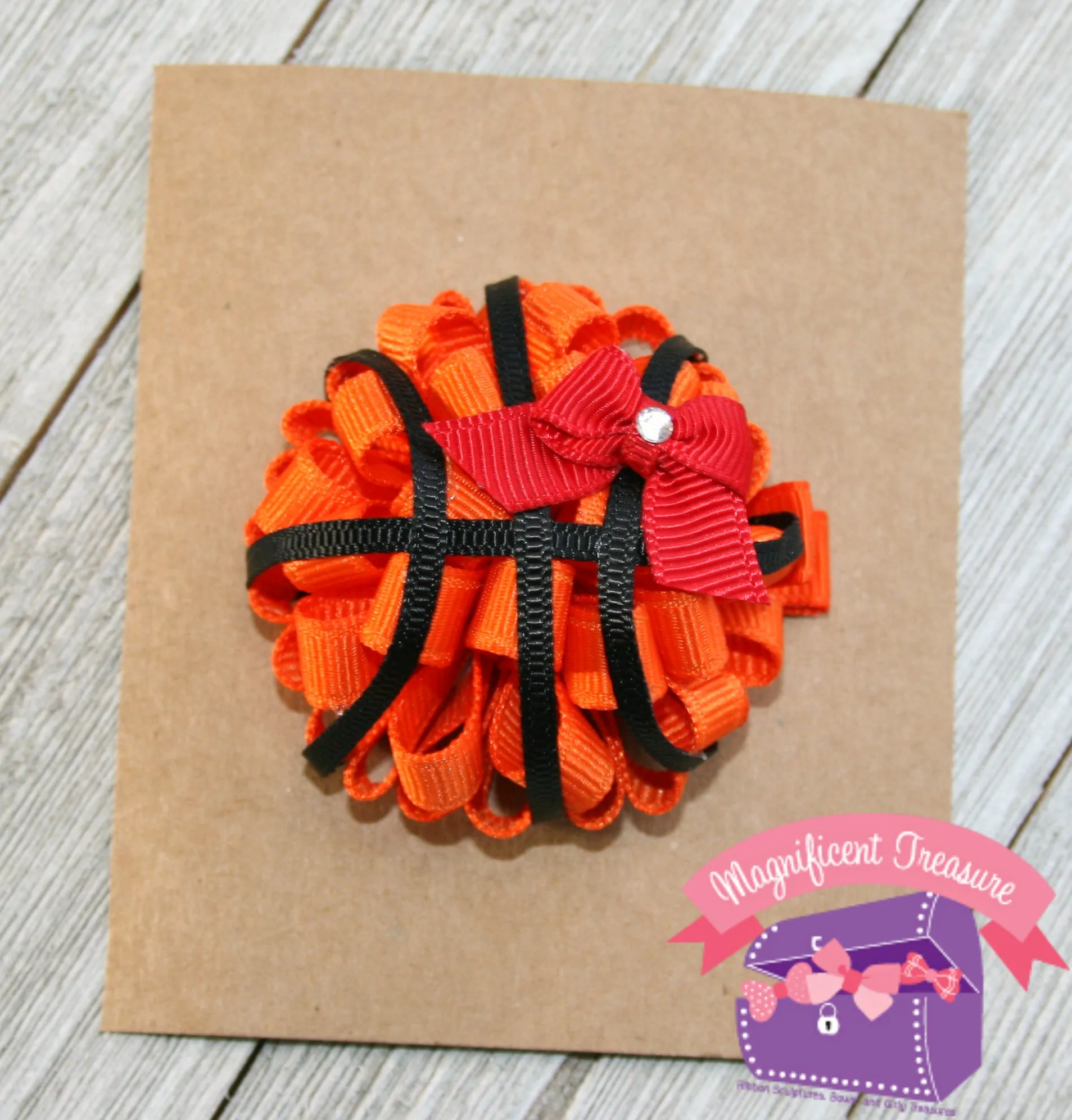 Basketball Puff Hair Bow - Your Team Color