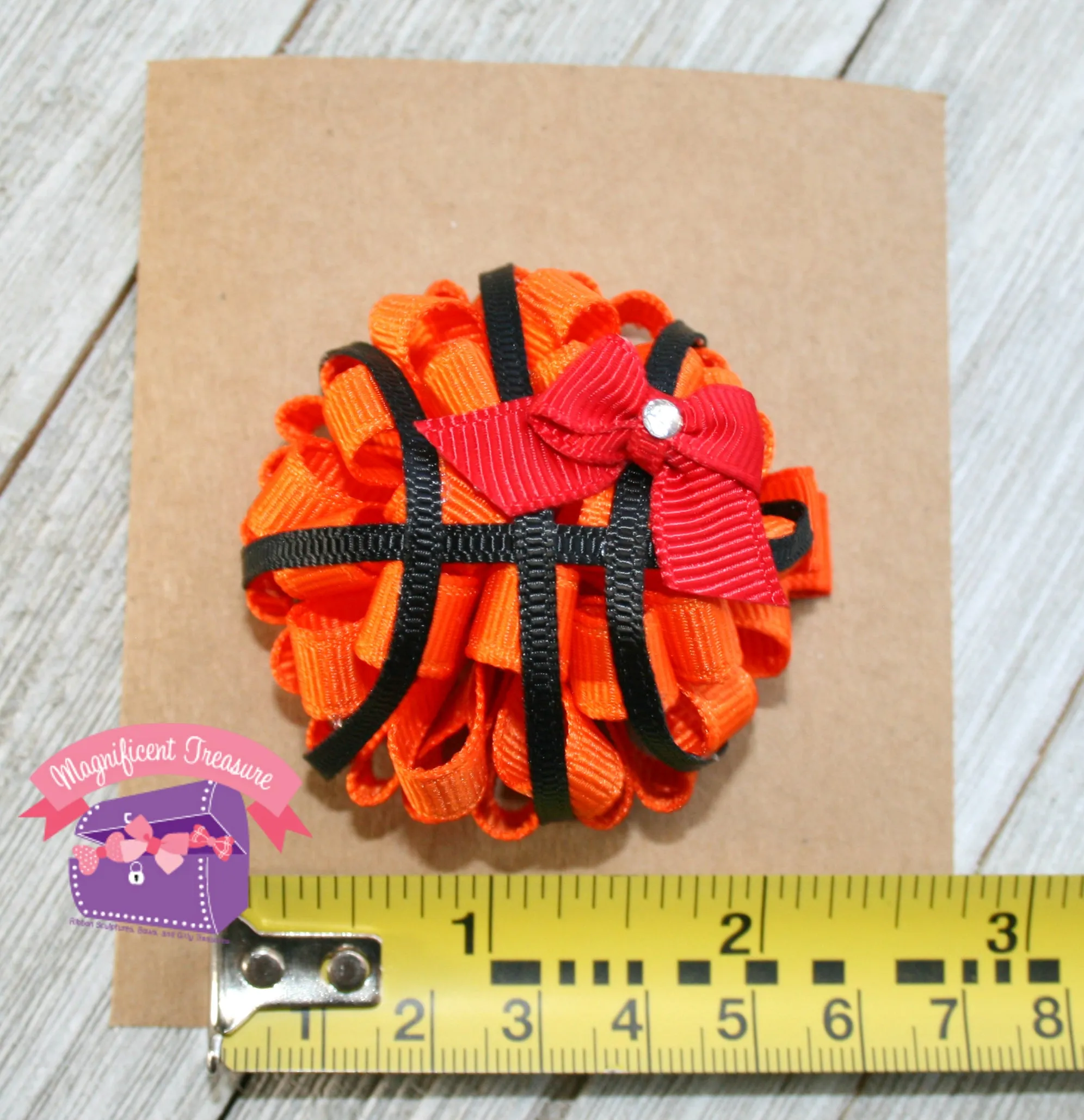 Basketball Puff Hair Bow - Your Team Color