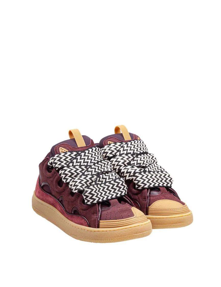 Bordeaux Curb Suede And Fabric Sneaker