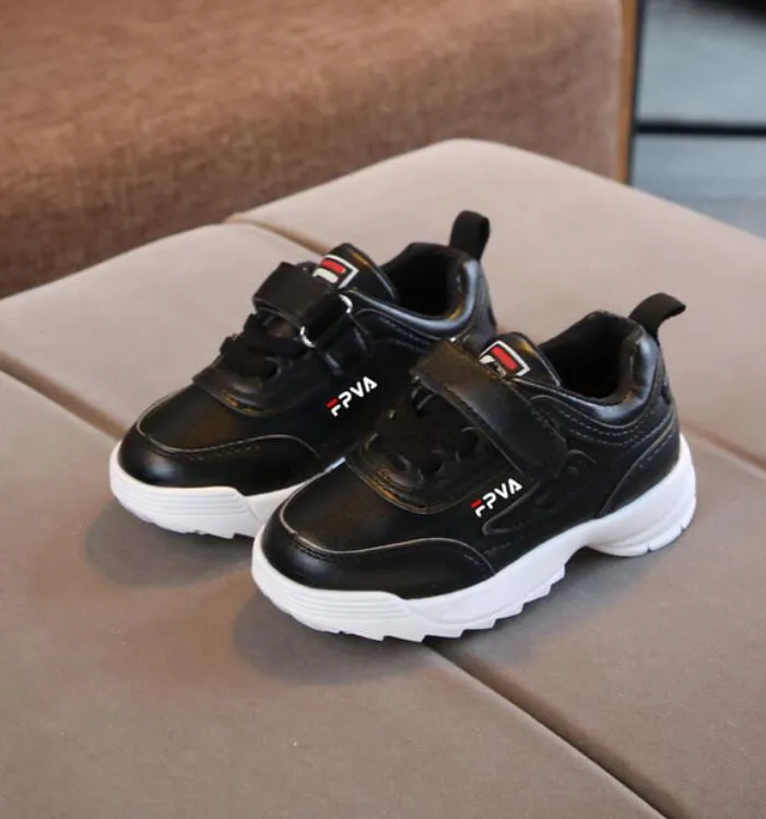 Boys Girls Fashion Sneakers Leather Trainers Sport Shoes Soft Running Shoes