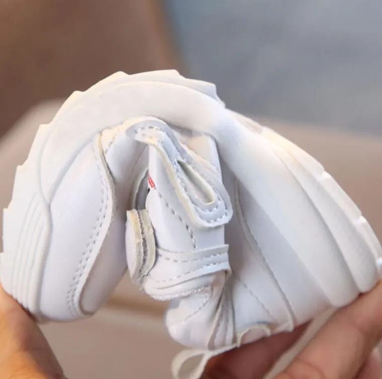 Boys Girls Fashion Sneakers Leather Trainers Sport Shoes Soft Running Shoes