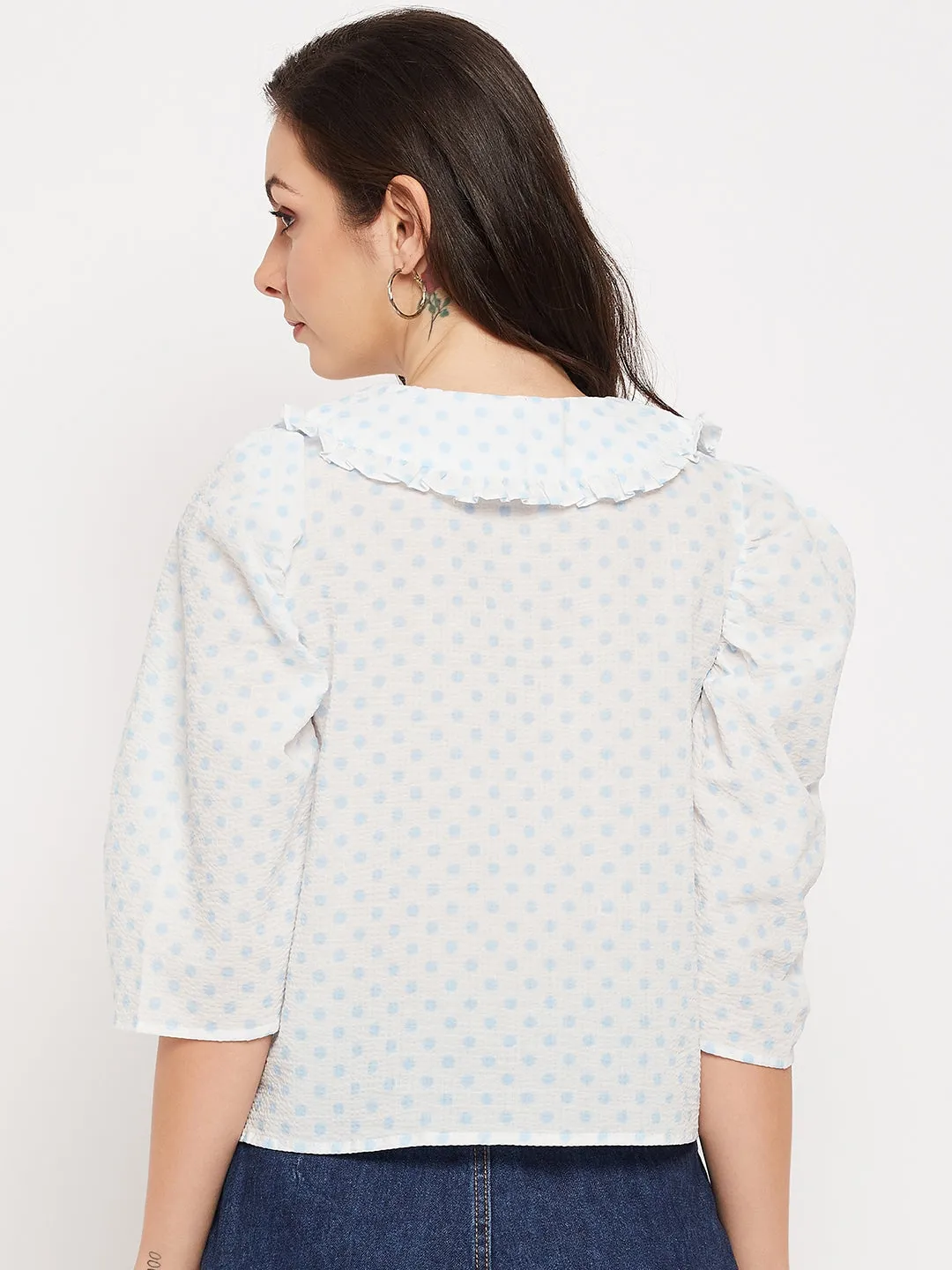 Camla Barcelona White Peter Pan Collar Top