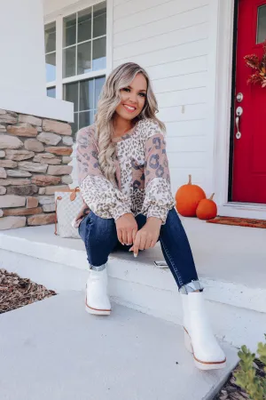 Carly Leopard Long Sleeve Top - Ivory/Mocha