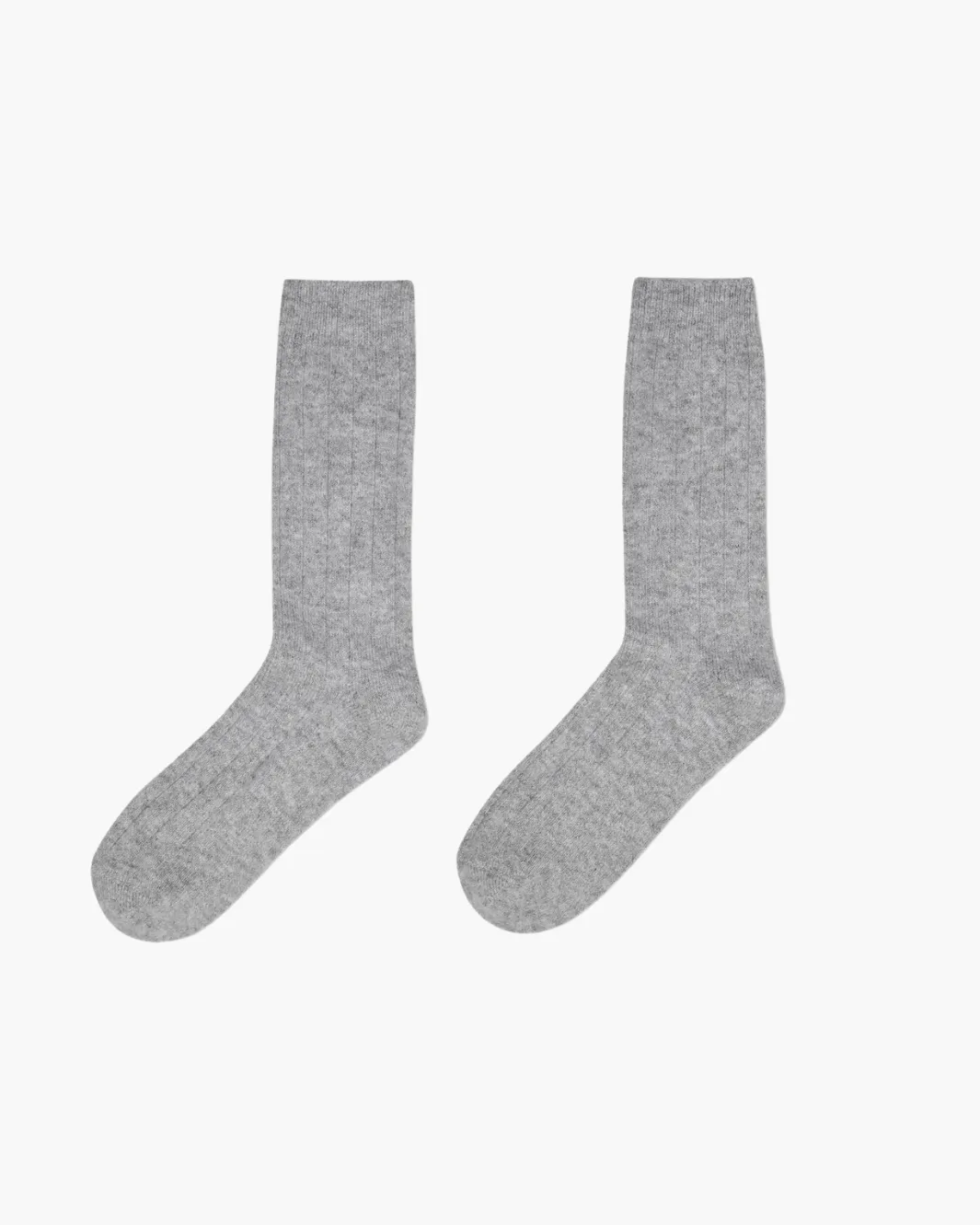 CASHMERE RIBBED SOCK IN GREY HEATHER