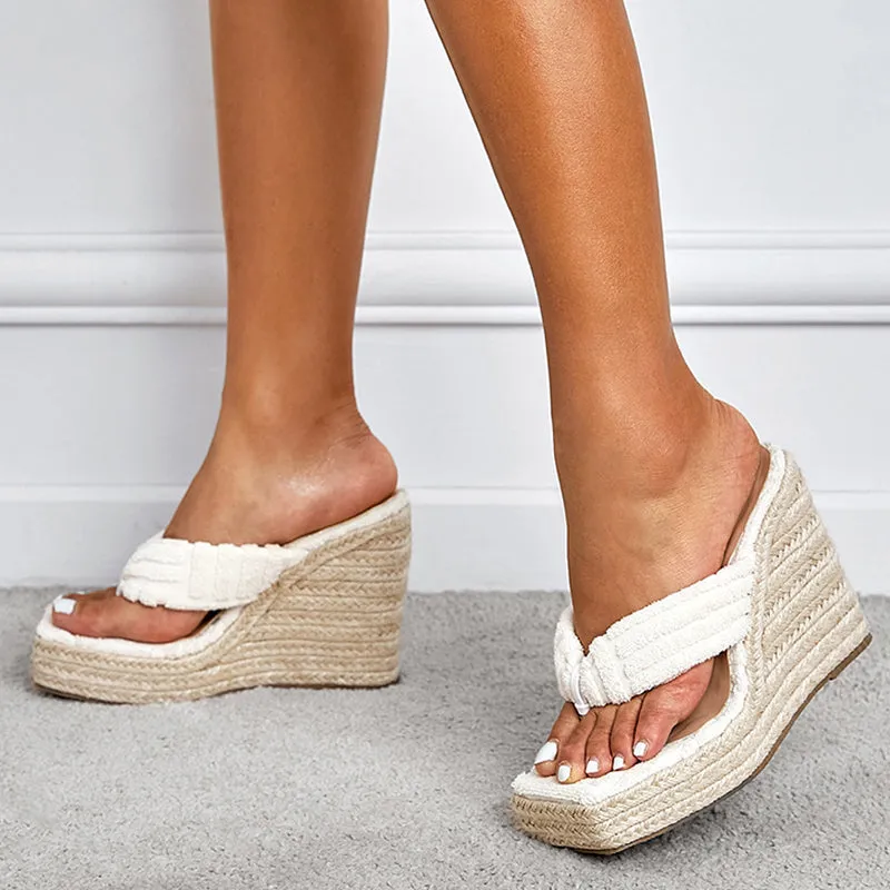 Casual Daily Patchwork Square Wedges Shoes (Heel Height 5.13in)