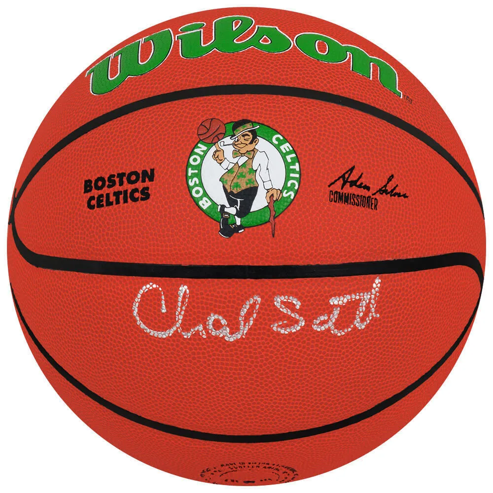 Charlie Scott Signed Boston Celtics Logo Wilson NBA Basketball - (SCHWARTZ COA)
