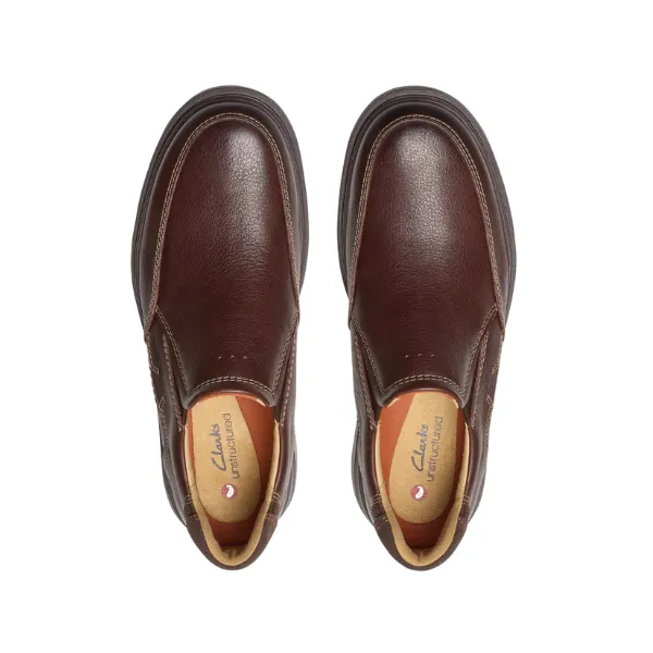 Clarks Men's Un Briley Step Leather Wide Mahogany