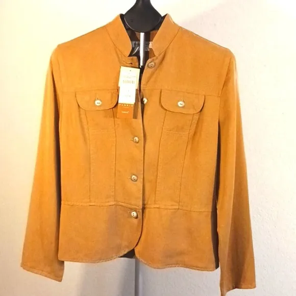 Coldwater Creek Jacket Sz S Mustard Yellow SPORTY Boho Bohemian Preppy Riding