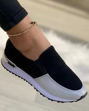 Contrast Paneled Casual Slip On Sneakers