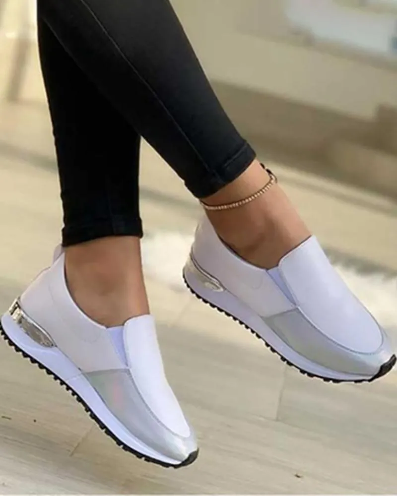 Contrast Paneled Casual Slip On Sneakers