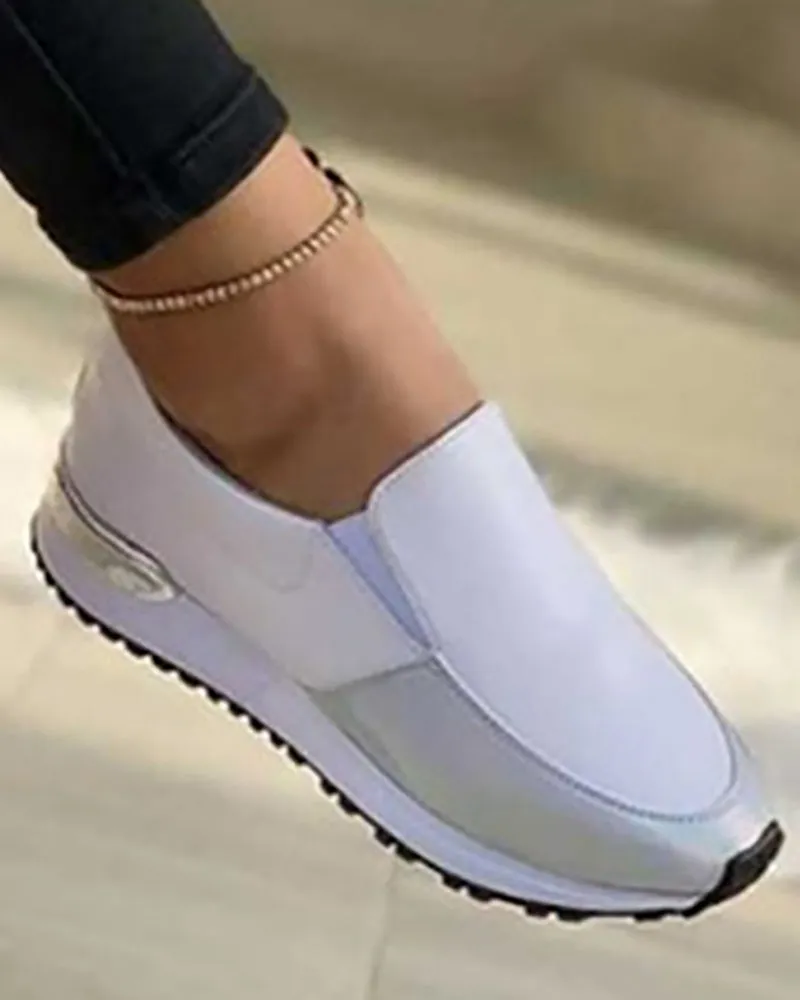 Contrast Paneled Casual Slip On Sneakers