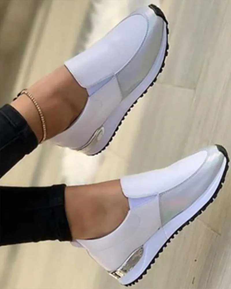 Contrast Paneled Casual Slip On Sneakers