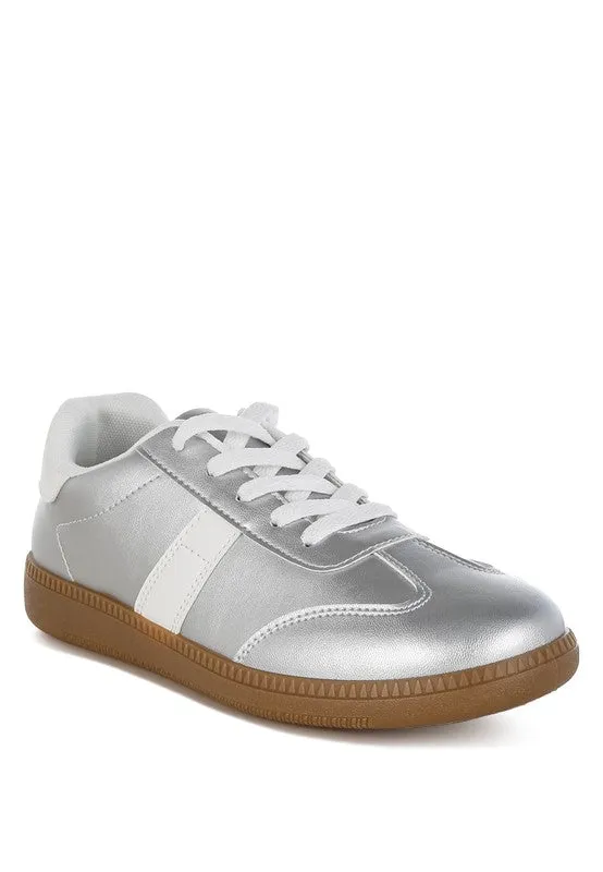 Crossover Lace-Up Silver Metallic Sneaker