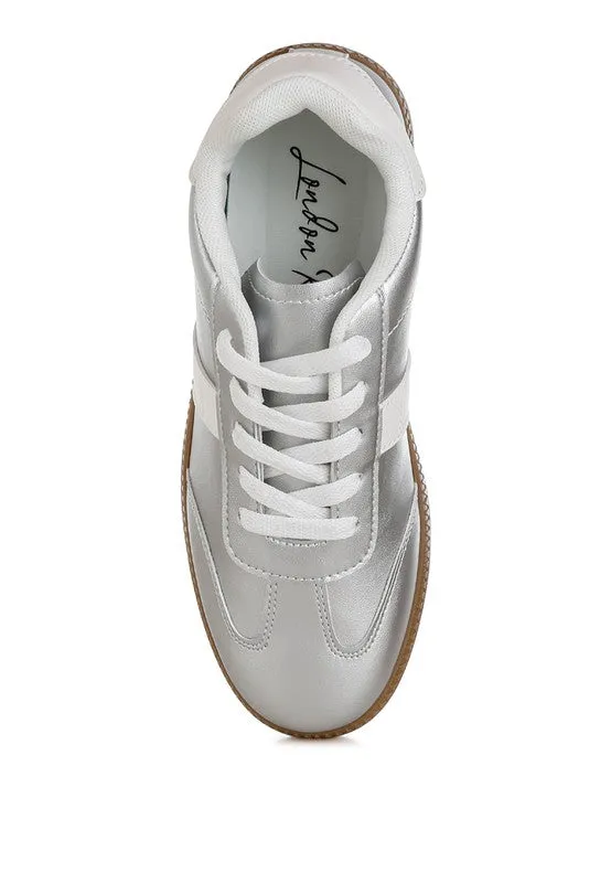 Crossover Lace-Up Silver Metallic Sneaker