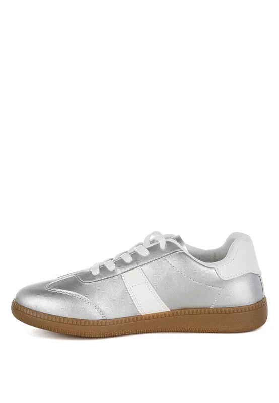Crossover Lace-Up Silver Metallic Sneaker