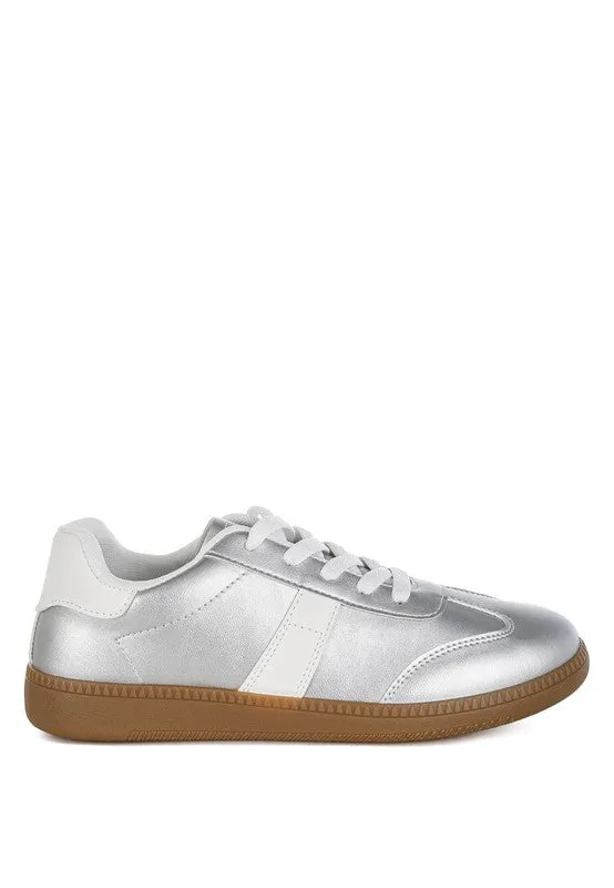 Crossover Lace-Up Silver Metallic Sneaker