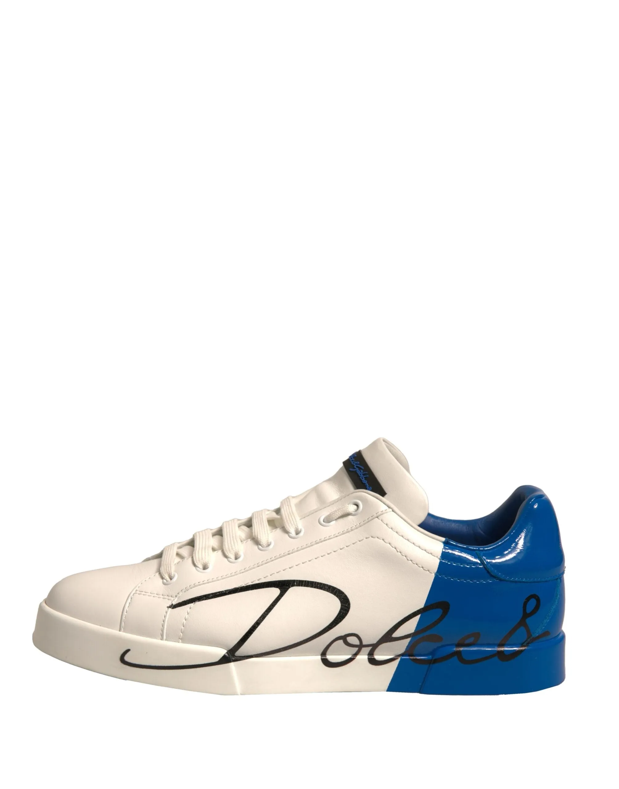 Dolce&Gabbana Portofino Men White Blue Sneakers Leather Flat Trainer Shoes EU 44