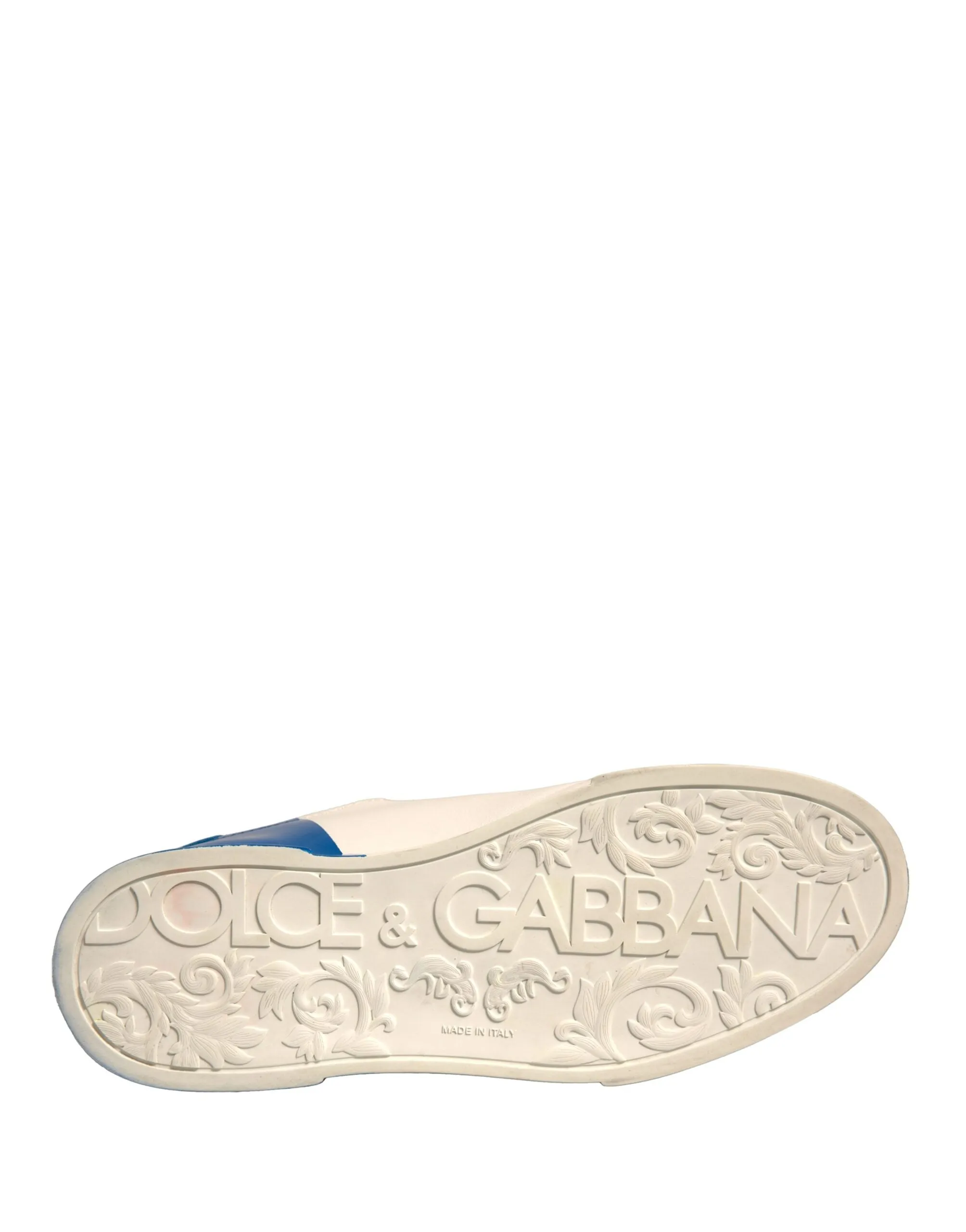 Dolce&Gabbana Portofino Men White Blue Sneakers Leather Flat Trainer Shoes EU 44