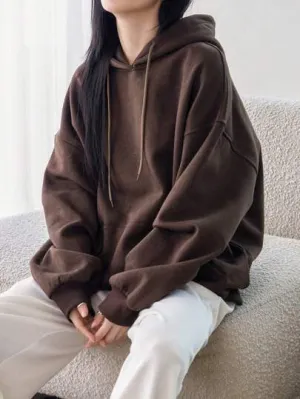 Drop Shoulder Drawstring Hoodie – Long Sleeve Casual Top