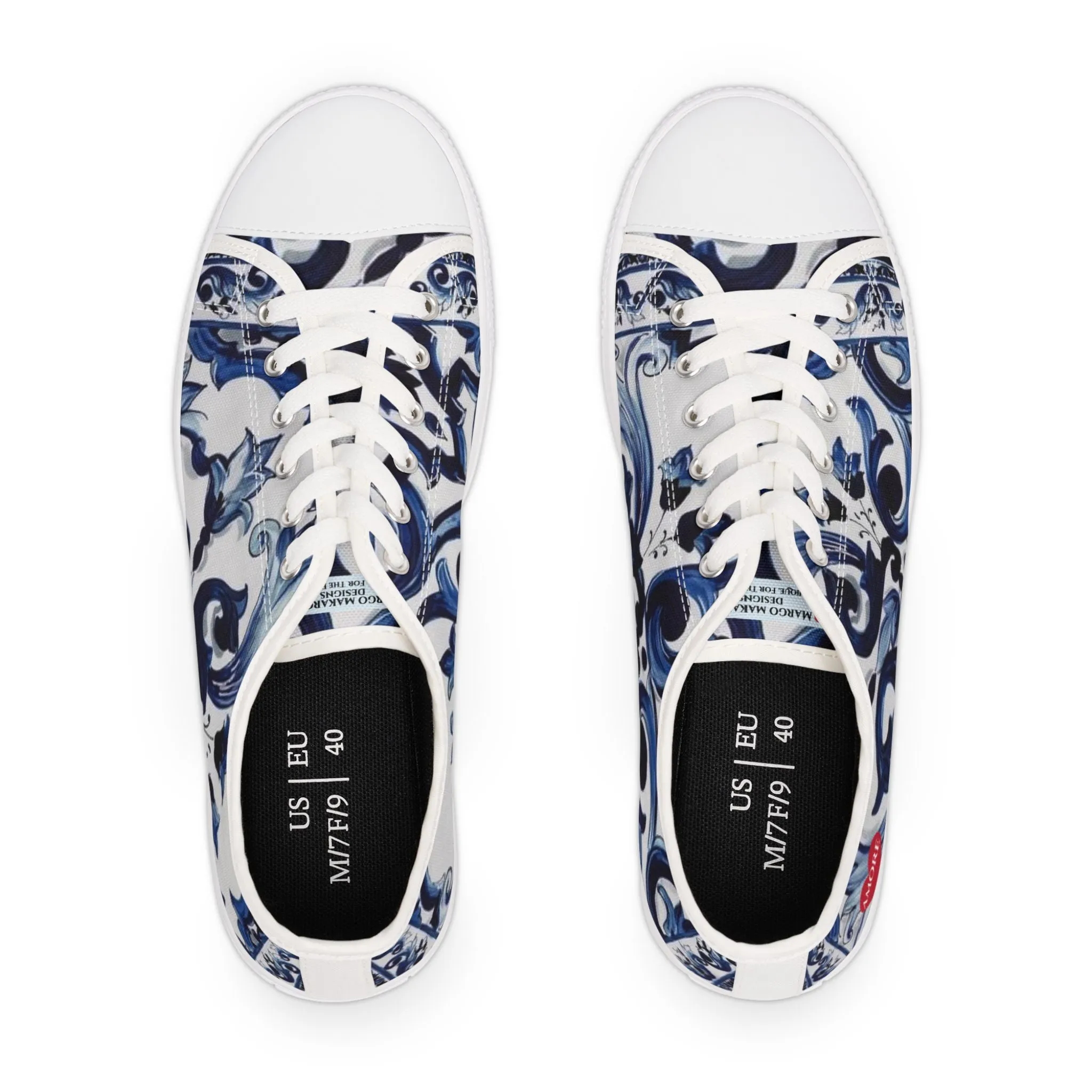 Elegant Blue Majolica Collection Sneakers for Women by Margo Makaroff - Personalization Available