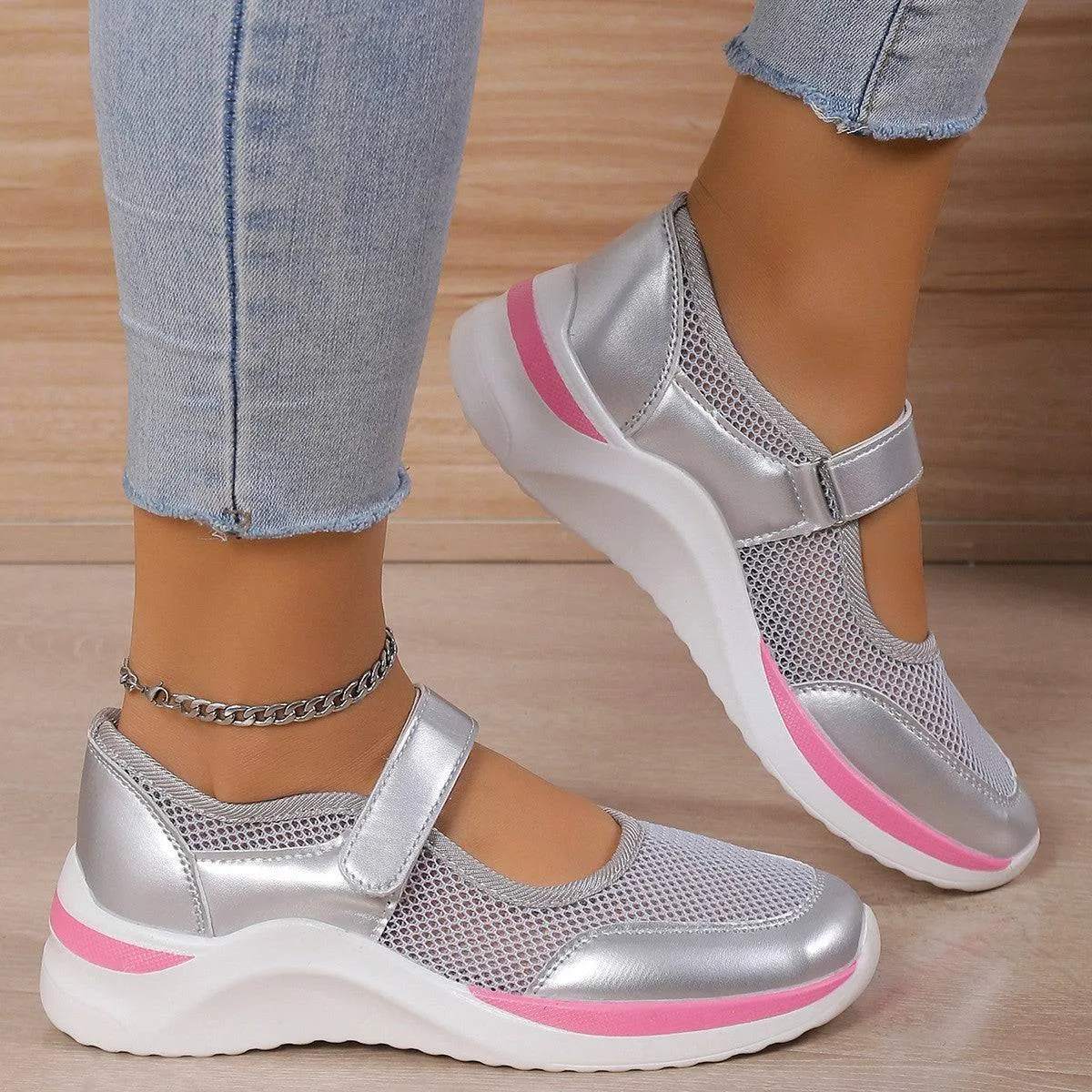 Elevate Every Step – Breathable Mesh Velcro Sneakers for Effortless Style and Comfort