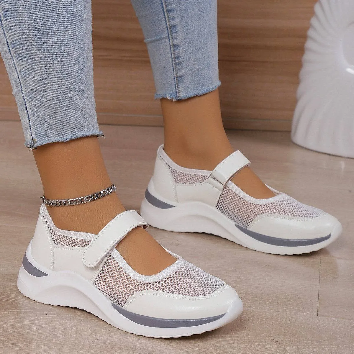Elevate Every Step – Breathable Mesh Velcro Sneakers for Effortless Style and Comfort