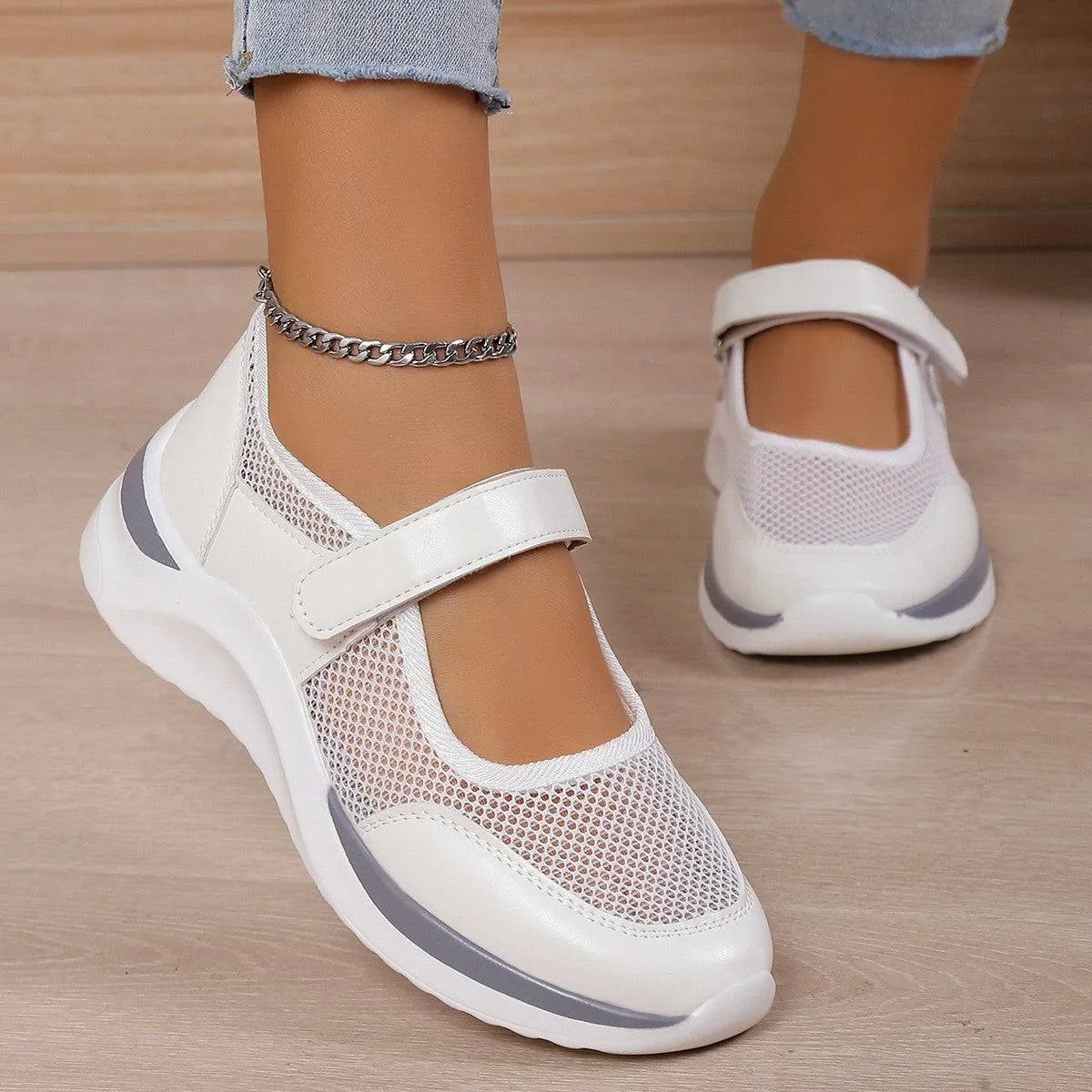 Elevate Every Step – Breathable Mesh Velcro Sneakers for Effortless Style and Comfort